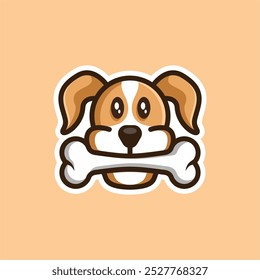 Dog with bone logo design