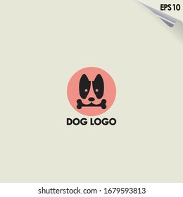Dog With Bone Logo Design Isolated In Shape Colour. Dog With Bone Logo Template. Modern Design. Flat Logo. Vector Illustration