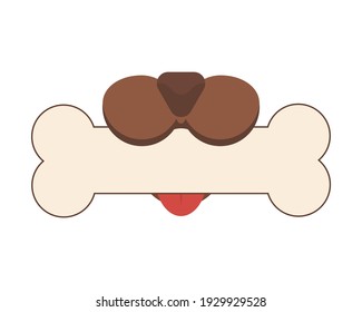 Dog With Bone Logo. A Dog With A Large Bone In Mouth. Vector Clipart On Clear White Background.