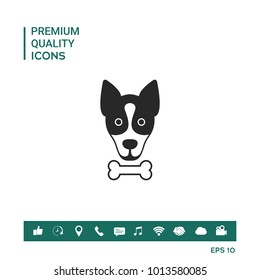Dog with bone- logo, symbol, protect sign, icon. Meals for pet