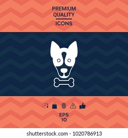 Dog with bone- logo, symbol, protect sign, icon. Meals for pet