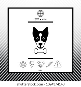 Dog with bone- logo, symbol, protect sign, icon. Meals for pet