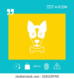 Dog with bone- logo, symbol, protect sign, icon. Meals for pet