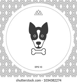 Dog with bone- logo, symbol, protect sign, icon. Meals for pet