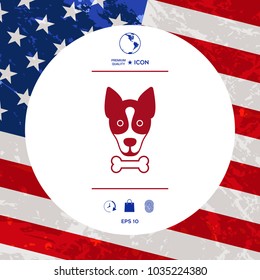 Dog with bone- logo, symbol, protect sign, icon. Meals for pet