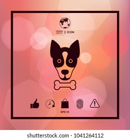 Dog with bone- logo, symbol, protect sign, icon. Meals for pet