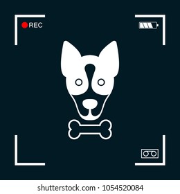 Dog with bone- logo, symbol, protect sign, icon. Meals for pet