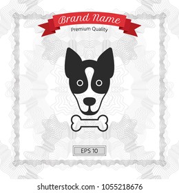 Dog with bone- logo, symbol, protect sign, icon. Meals for pet