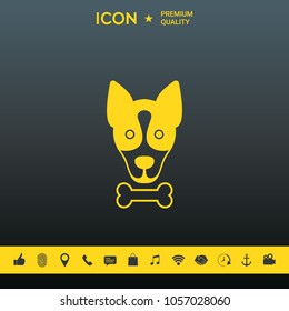 Dog with bone- logo, symbol, protect sign, icon. Meals for pet
