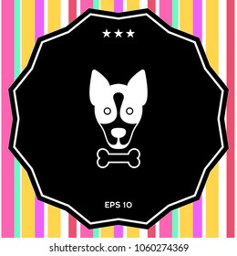 Dog with bone- logo, symbol, protect sign, icon. Meals for pet