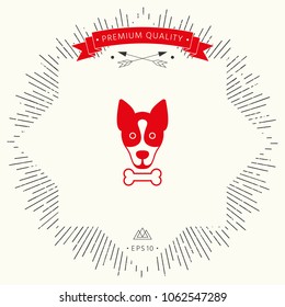 Dog with bone- logo, symbol, protect sign, icon. Meals for pet