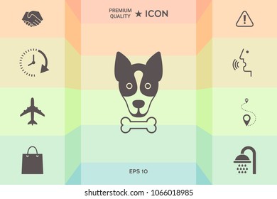 Dog with bone- logo, symbol, protect sign, icon. Meals for pet