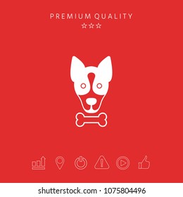 Dog with bone- logo, symbol, protect sign, icon. Meals for pet