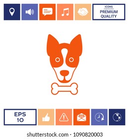 Dog with bone- logo, symbol, protect sign, icon. Meals for pet