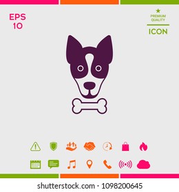 Dog with bone- logo, symbol, protect sign, icon. Meals for pet