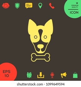 Dog with bone- logo, symbol, protect sign, icon. Meals for pet