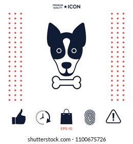 Dog with bone- logo, symbol, protect sign, icon. Meals for pet