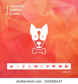 Dog with bone- logo, symbol, protect sign, icon. Meals for pet