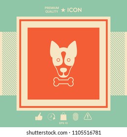 Dog with bone- logo, symbol, protect sign, icon. Meals for pet