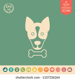 Dog with bone- logo, symbol, protect sign, icon. Meals for pet
