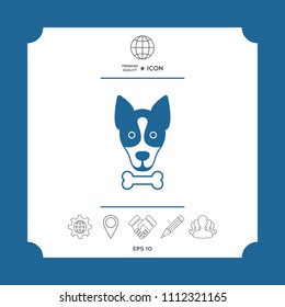 Dog with bone- logo, symbol, protect sign, icon. Meals for pet