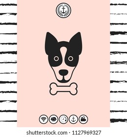 Dog with bone- logo, symbol, protect sign, icon. Meals for pet