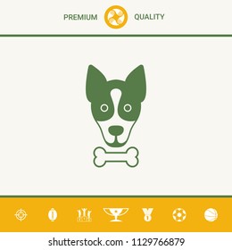 Dog with bone- logo, symbol, protect sign, icon. Meals for pet