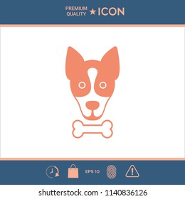 Dog with bone- logo, symbol, protect sign, icon. Meals for pet
