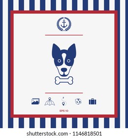 Dog with bone- logo, symbol, protect sign, icon. Meals for pet