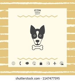 Dog with bone- logo, symbol, protect sign, icon. Meals for pet