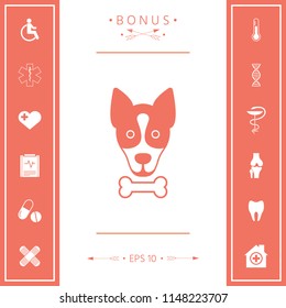 Dog with bone- logo, symbol, protect sign, icon. Meals for pet