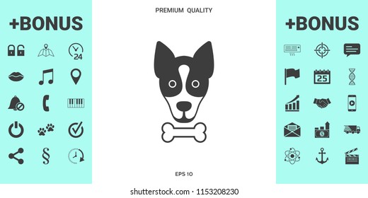 Dog with bone- logo, symbol, protect sign, icon. Meals for pet