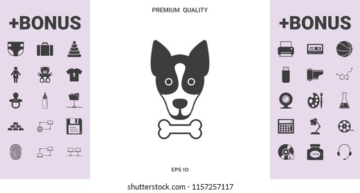 Dog with bone- logo, symbol, protect sign, icon. Meals for pet