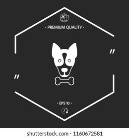 Dog with bone- logo, symbol, protect sign, icon. Meals for pet