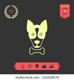 Dog with bone- logo, symbol, protect sign, icon. Meals for pet
