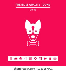 Dog with bone- logo, symbol, protect sign, icon. Meals for pet