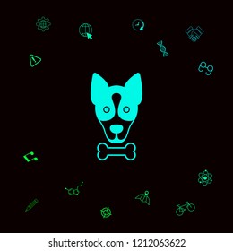Dog with bone- logo, symbol, protect sign, icon. Meals for pet