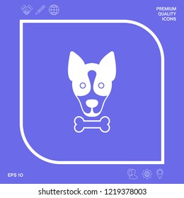 Dog with bone- logo, symbol, protect sign, icon. Meals for pet