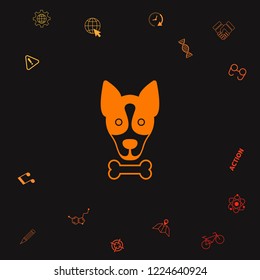 Dog with bone- logo, symbol, protect sign, icon. Meals for pet