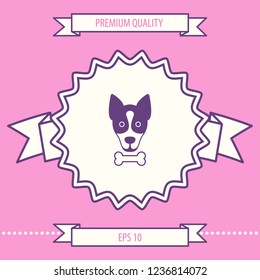 Dog with bone- logo, symbol, protect sign, icon. Meals for pet