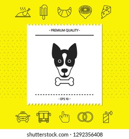 Dog with bone- logo, symbol, protect sign, icon. Meals for pet