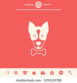 Dog with bone- logo, symbol, protect sign, icon. Meals for pet