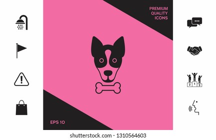 Dog with bone- logo, symbol, protect sign, icon. Meals for pet