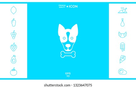 Dog with bone- logo, symbol, protect sign, icon. Meals for pet
