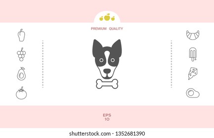 Dog with bone- logo, symbol, protect sign, icon. Meals for pet