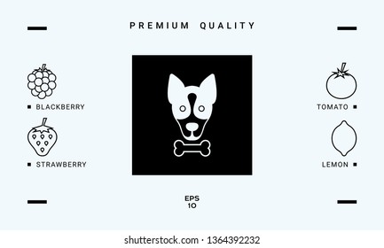 Dog with bone- logo, symbol, protect sign, icon. Meals for pet