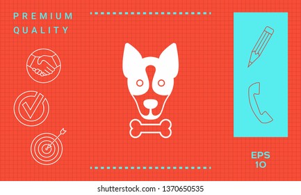 Dog with bone- logo, symbol, protect sign, icon. Meals for pet