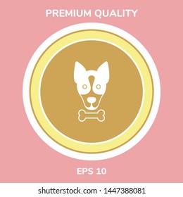 Dog with bone- logo, symbol, protect sign, icon. Meals for pet