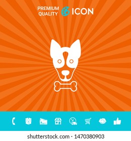 Dog with bone- logo, symbol, protect sign, icon. Meals for pet