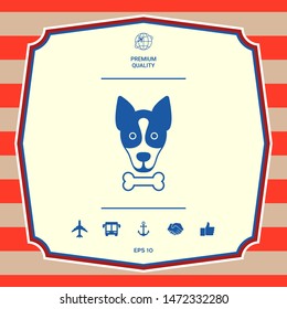 Dog with bone- logo, symbol, protect sign, icon. Meals for pet
